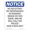 Signmission OSHA Notice Sign, 10" Height, Rigid Plastic, No Soliciting! No Trespassing! Sign, Portrait OS-NS-P-710-V-14844 - alternate 1